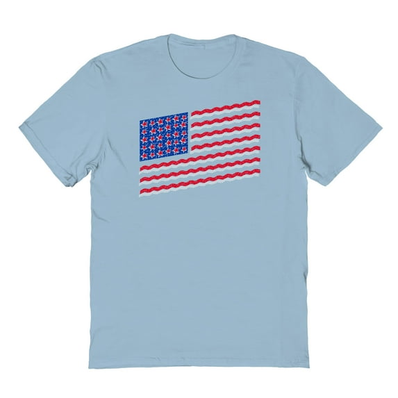 Americana Pop Flag Graphic Light Blue Men's Cotton T-Shirt