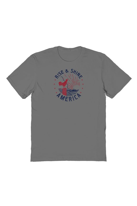 Americana Rise Shine Graphic Charcoal Men's Cotton T-Shirt