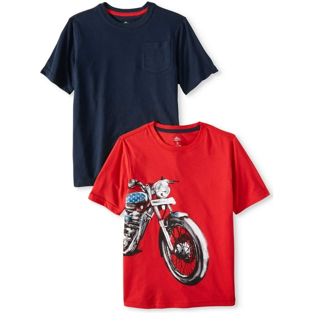 Americana Seasonal Short Sleeve T-Shirt, 2-Pack Set (Little Boys, Big Boys, & Husky)