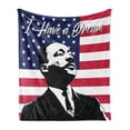 thumbnail image 1 of Americana Soft Flannel Fleece Blanket, Black and White Martin Luther King Portrait United States Flag and Famous Words, Cozy Plush for Indoor and Outdoor Use, 50" x 60", Multicolor, by Ambesonne, 1 of 6