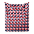 thumbnail image 1 of Americana Soft Flannel Fleece Throw Blanket, USA Flag Inspired Abstract Pattern Squares and Triangles Artwork, Cozy Plush for Indoor and Outdoor Use, 50" x 60", Red Dark Blue and White, by Ambesonne, 1 of 6