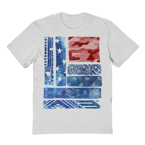 Americana Southwestern Flag Camo Graphic Ash Grey Men's Cotton T-Shirt