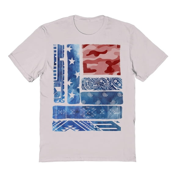 Americana Southwestern Flag Camo Graphic Ice Grey Men's Cotton T-Shirt