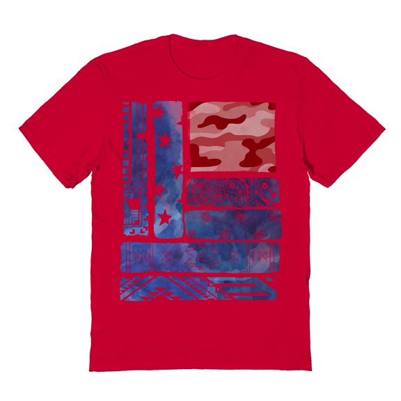 Americana Southwestern Flag Camo Graphic Red Men's Cotton T-Shirt