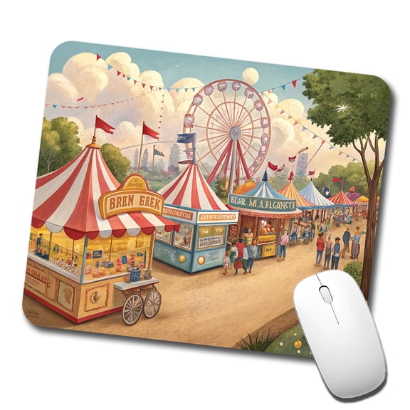 Americana State Fair Scene Mouse Pad Low Profile Gaming Mat