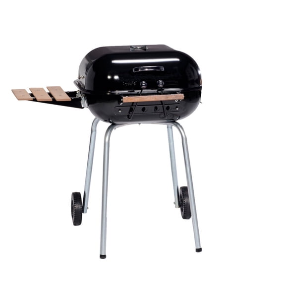 Americana Swinger-The Original Square Charcoal Grill with Side Table, Black