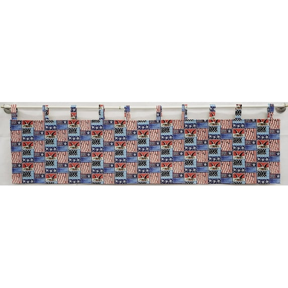 Americana Tab Top Valances by Penny's Needful Things (Unlined) (15 Inch Two Valance Panels) (Eagle)