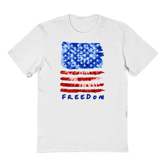 Americana Tie Dye Blocks Graphic White Men's Cotton T-Shirt