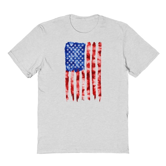 Americana Tie Dye Flag Graphic Ash Grey Men's Cotton T-Shirt