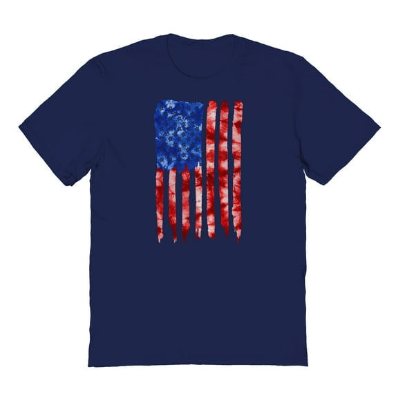 Americana Tie Dye Flag Graphic Navy Men's Cotton T-Shirt