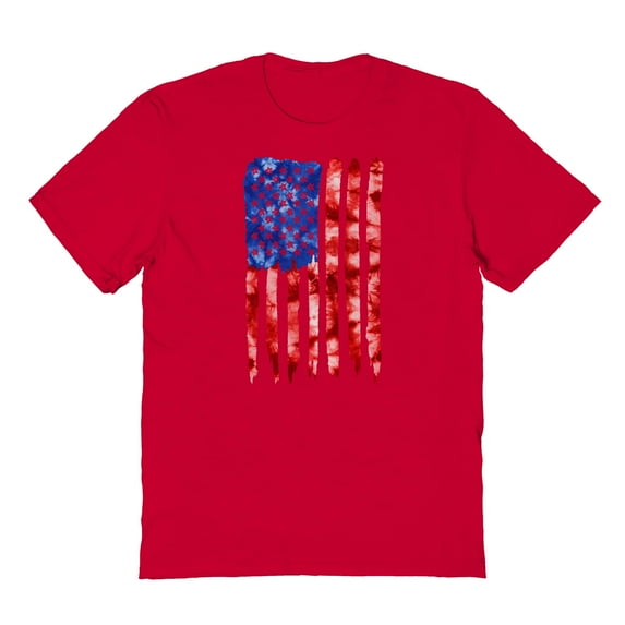 Americana Tie Dye Flag Graphic Red Men's Cotton T-Shirt