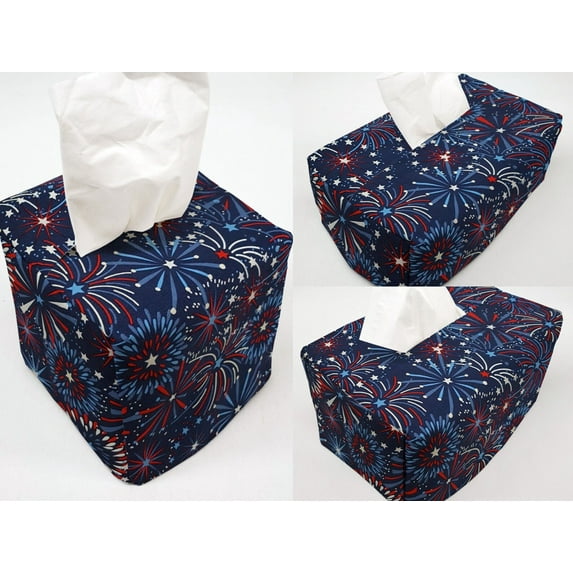 Americana Tissue Box Cover by Penny's Needful Things (Tall Rectangle) (Fireworks)