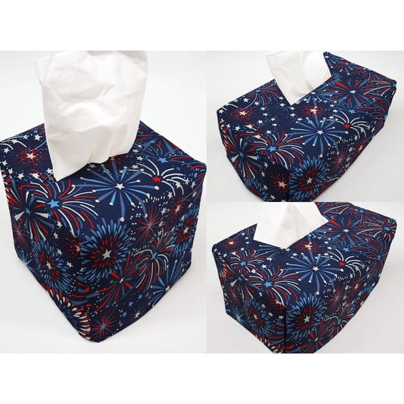 Americana Tissue Box Cover by Penny's Needful Things (Tall Rectangle) (Fireworks)