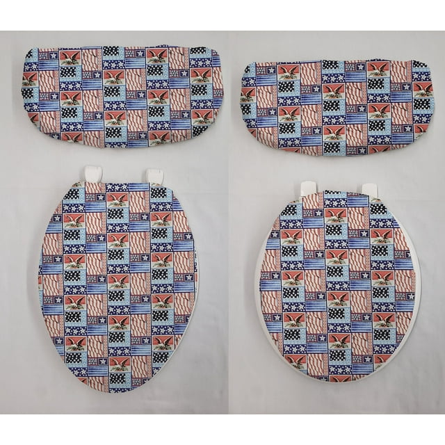 Americana Toilet Seat Lid and Tank Cover Set by Penny's Needful Things