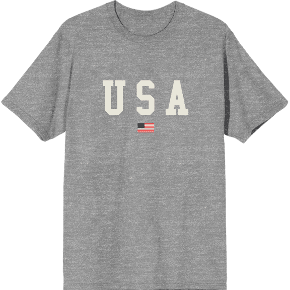 Americana USA Flag Crew Neck Short Sleeve Adult T-shirt
-Medium-Heather Gray