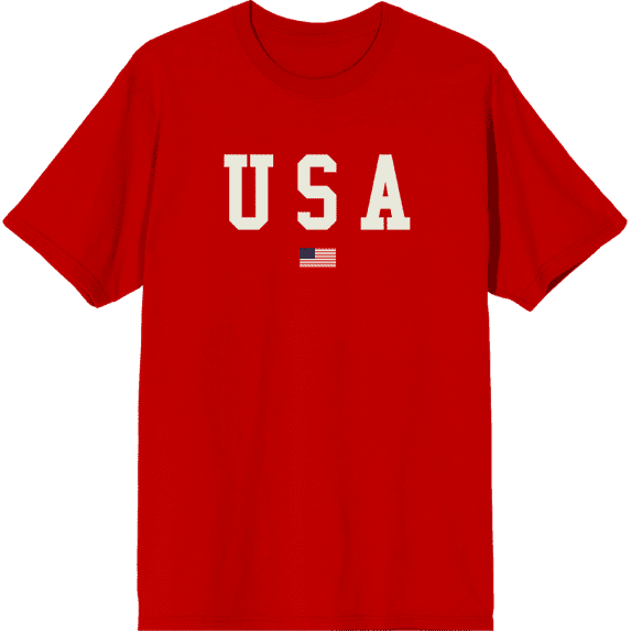 Americana USA Flag Crew Neck Short Sleeve Adult T-shirt
-Medium-Red