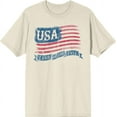 thumbnail image 1 of Americana USA Flag Land of the Free Natural Men's Crew Neck Short Sleeve Tee-XL, 1 of 2