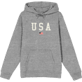 thumbnail image 1 of Americana USA Flag Long Sleeve Adult Hooded Sweatshirt-Medium-Heather Gray, 1 of 3