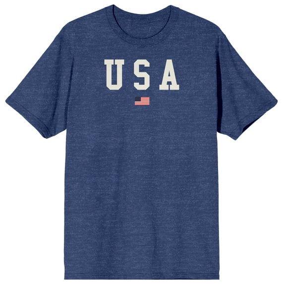 Americana USA Flag Men's Navy Heather T-shirt-Large