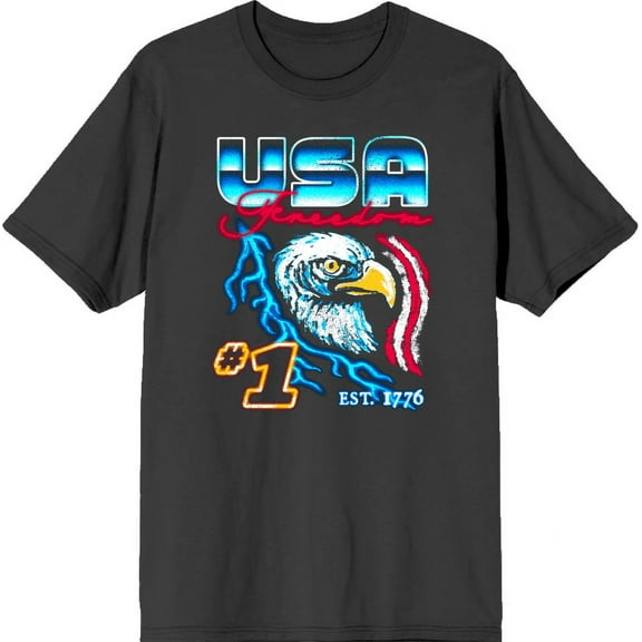 Americana USA Freedom #1 Charcoal Men's Crew Neck Short Sleeve Tee-Small