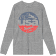 thumbnail image 1 of Americana USA Freedom Is Calling Heather Gray Adult Crew Neck Long Sleeve Tee-Medium, 1 of 3