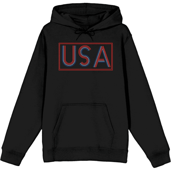 Americana USA Neon Sign Black Adult Long Sleeve Hoodie-XXL