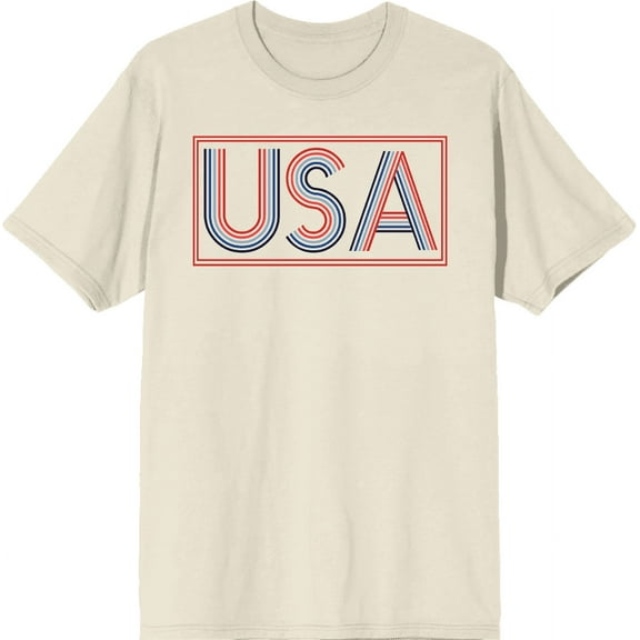 Americana USA Neon Sign Natural Men's Crew Neck Short Sleeve Tee-Medium