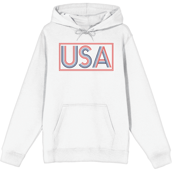 Americana USA Neon Sign White Adult Long Sleeve Hoodie-Medium