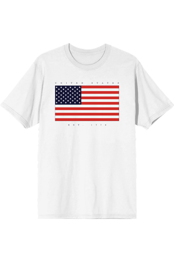 Americana United States Est 1776 Men's White Crew Neck Short Sleeve Tee-Medium