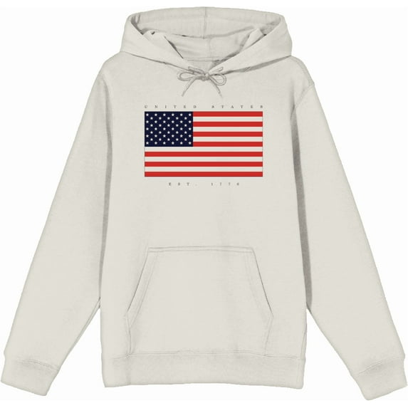Americana United States Est 1776 Sand Adult Long Sleeve Hoodie-Small