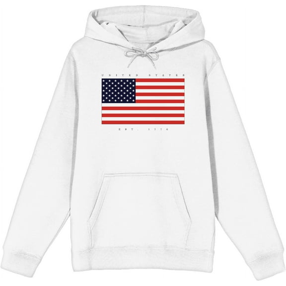 Americana United States Est 1776 White Adult Long Sleeve Hoodie-3XL