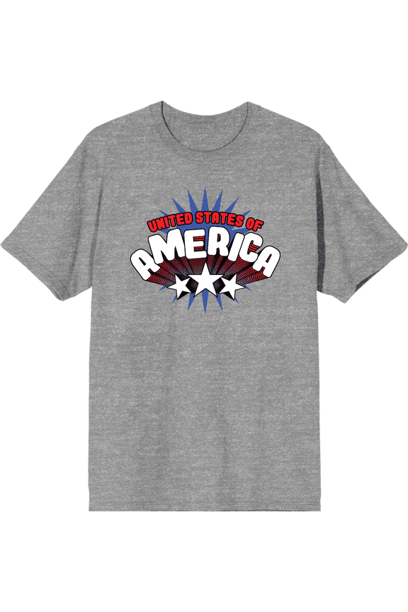 Americana United States Of America Heather Gray Men's Crew Neck Short Sleeve Tee-XS