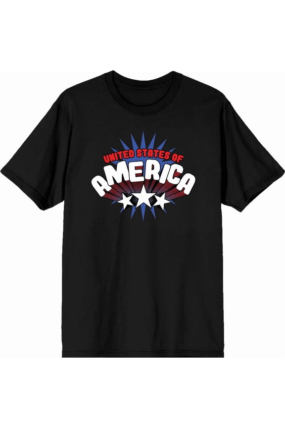 Americana United States Of America Men's Black Crew Neck Short Sleeve Tee-Medium