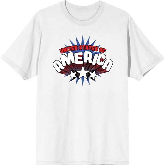 Americana United States Of America Men's White Crew Neck Short Sleeve Tee-Medium