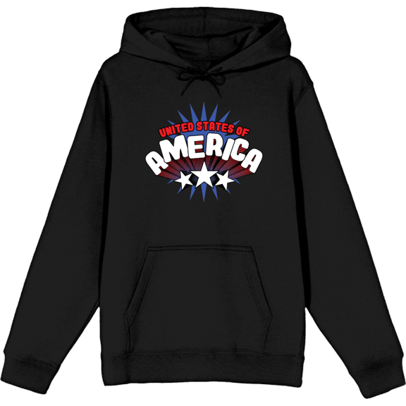Americana United States Of Americana Black Adult Long Sleeve Hoodie-Small