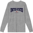 thumbnail image 1 of Americana United States of America Flag Adult Heather Gray Crew Neck Long Sleeve Tee-3XL, 1 of 3