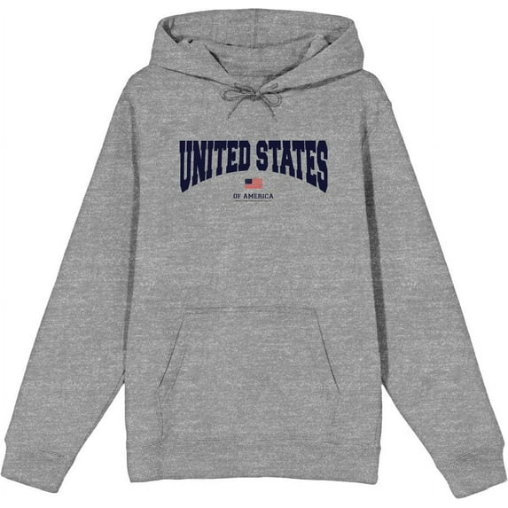 Americana United States of America Flag Adult Heather Gray Long Sleeve Hoodie-Medium