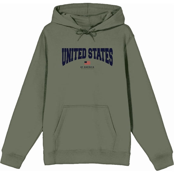 Americana United States of America Flag Adult Olive Long Sleeve Hoodie-3XL