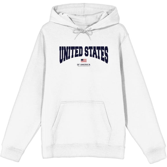 Americana United States of America Flag Adult White Long Sleeve Hoodie-XL