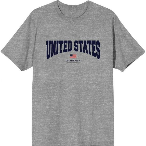 Americana United States of America Flag Men's Heather Gray Crew Neck Short Sleeve Tee-Medium