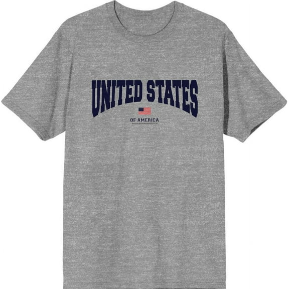 Americana United States of America Flag Men's Heather Gray Crew Neck Short Sleeve Tee-Small