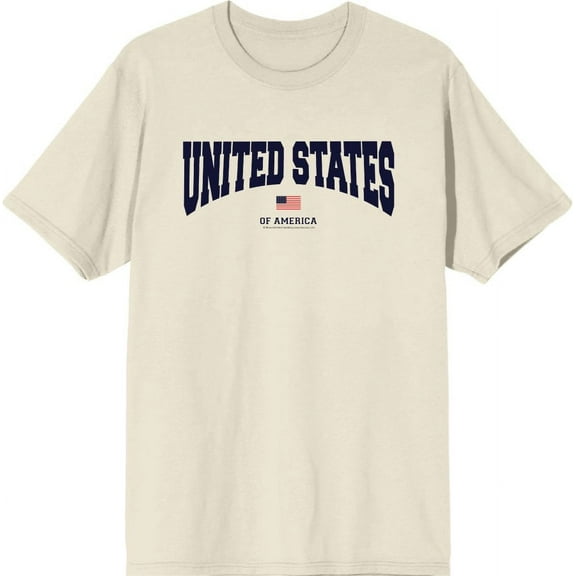 Americana United States of America Flag Men's Natural Crew Neck Short Sleeve Tee-3XL