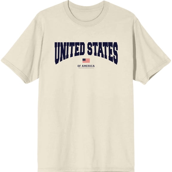 Americana United States of America Flag Men's Natural Crew Neck Short Sleeve Tee-Large