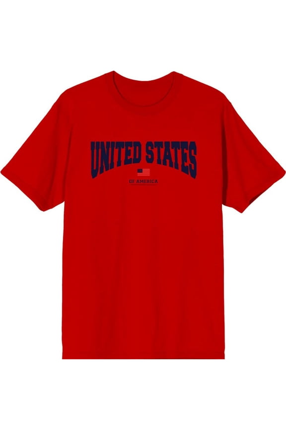 Americana United States of America Flag Men's Red Crew Neck Short Sleeve Tee-Medium