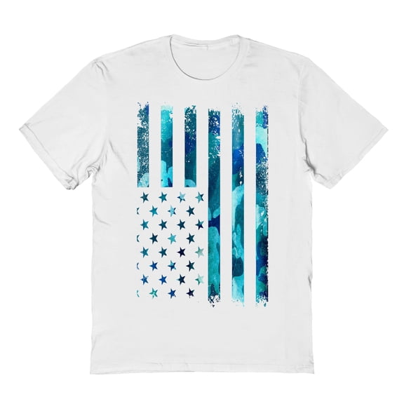 Americana Us Flag Camo Tee Graphic White Men's Cotton T-Shirt