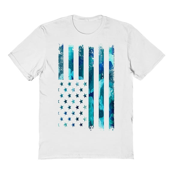 Americana Us Flag Camo Tee Graphic White Men's Cotton T-Shirt