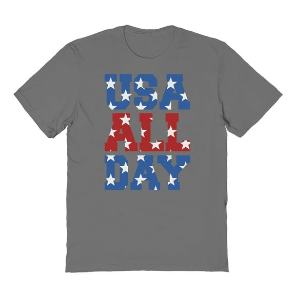 Americana Usa All Day Graphic Charcoal Men's Cotton T-Shirt