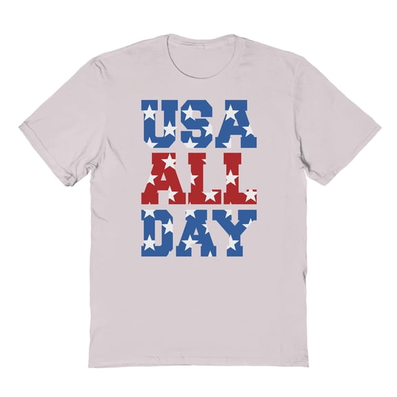 Americana Usa All Day Graphic Ice Grey Men's Cotton T-Shirt