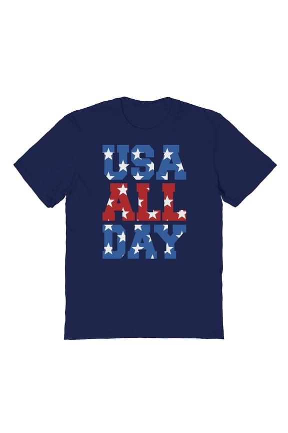 Americana Usa All Day Graphic Navy Men's Cotton T-Shirt