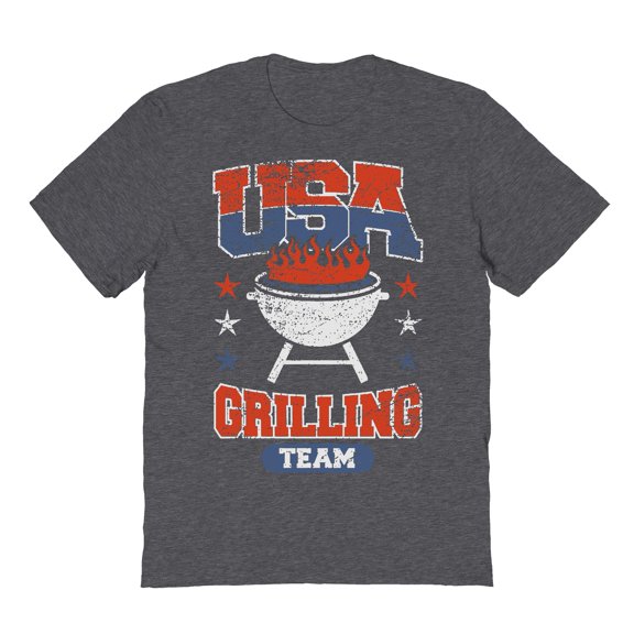 Americana Usa Grilling Team Graphic Dark Heather Men's Cotton T-Shirt
